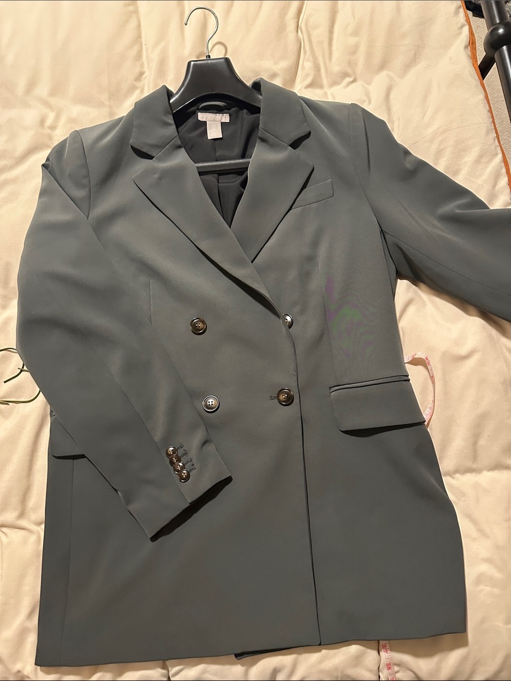 H&M Double-Breasted Blazer Jacket in Charcoal